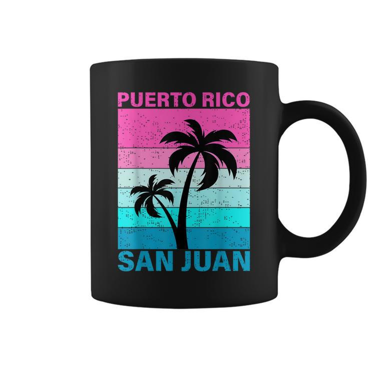 Palm Tree Vintage Family Vacation Puerto Rico San Juan Beach Coffee Mug