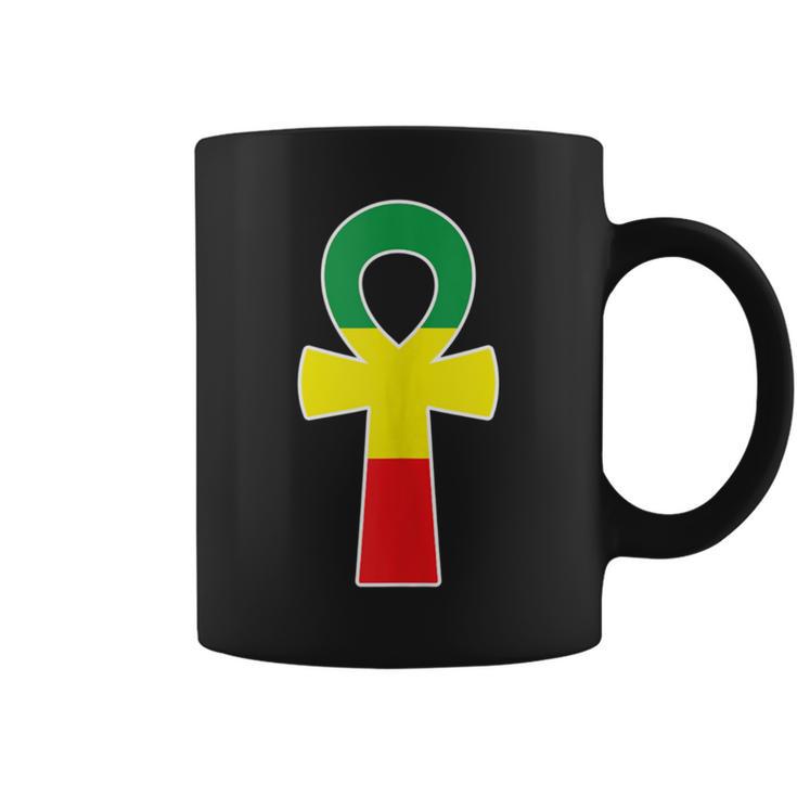 Pan African Flag Ankh Cross Black King Black Egyptian Nubian Coffee Mug