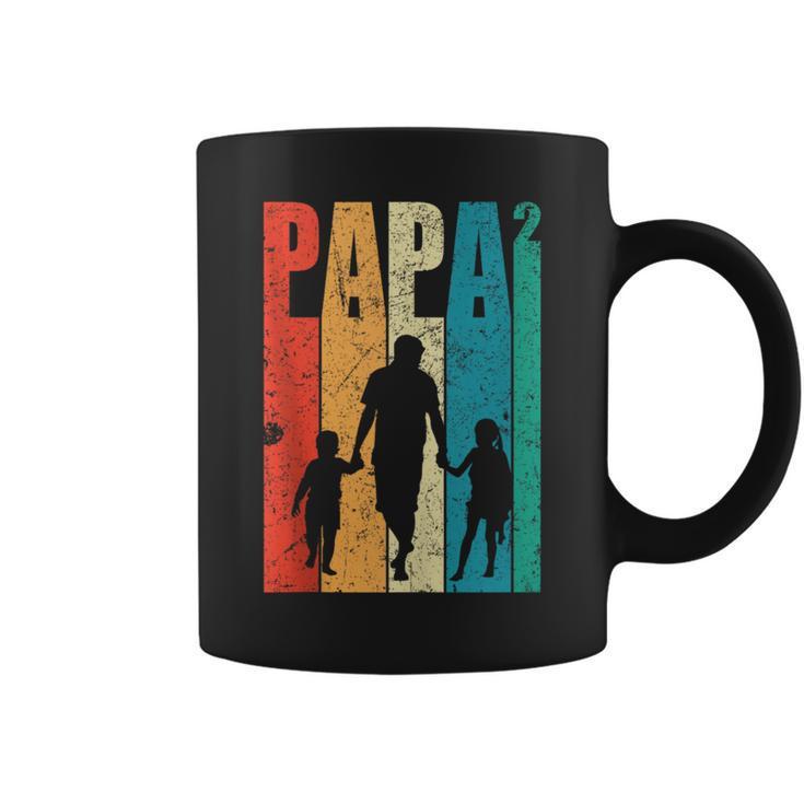 Papa Hoch 2 Dad Hoch 2 Kinder Zweifacher Papaatertag Retro Tassen