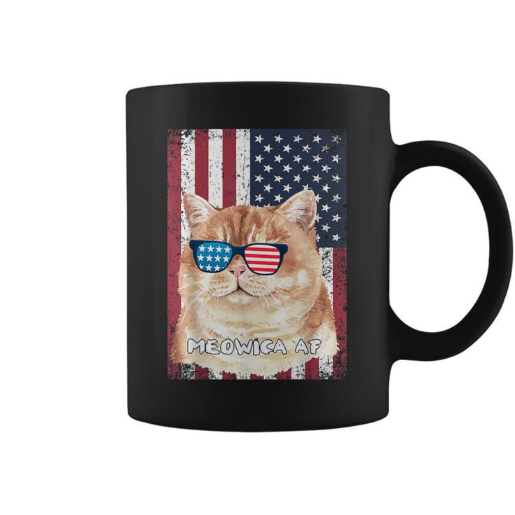Patriotic Cat Meowica Af 4Th Of July Usa American Flag Coffee Mug