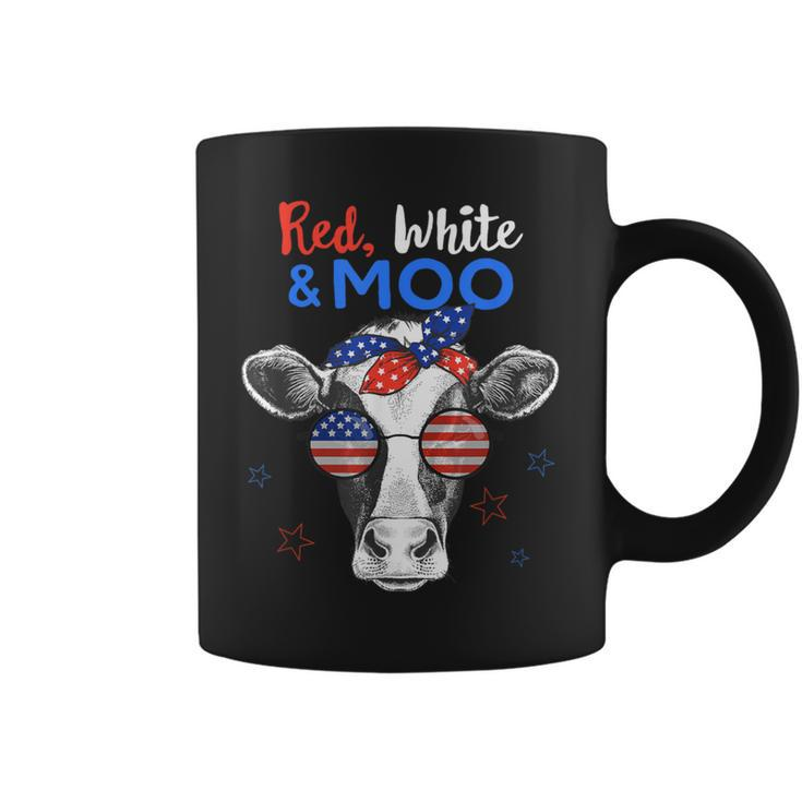 Patriotic Cow Usa Flag 4Th Of July Red White And Moo Coffee Mug