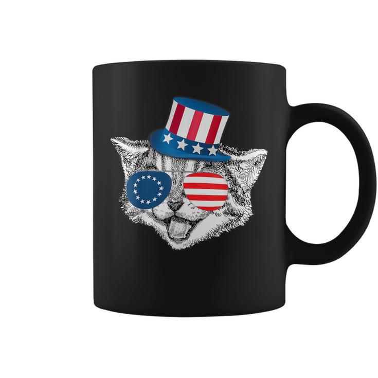 Patriotic Cat Betsy Ross American Flag Battle 13 Stars Coffee Mug