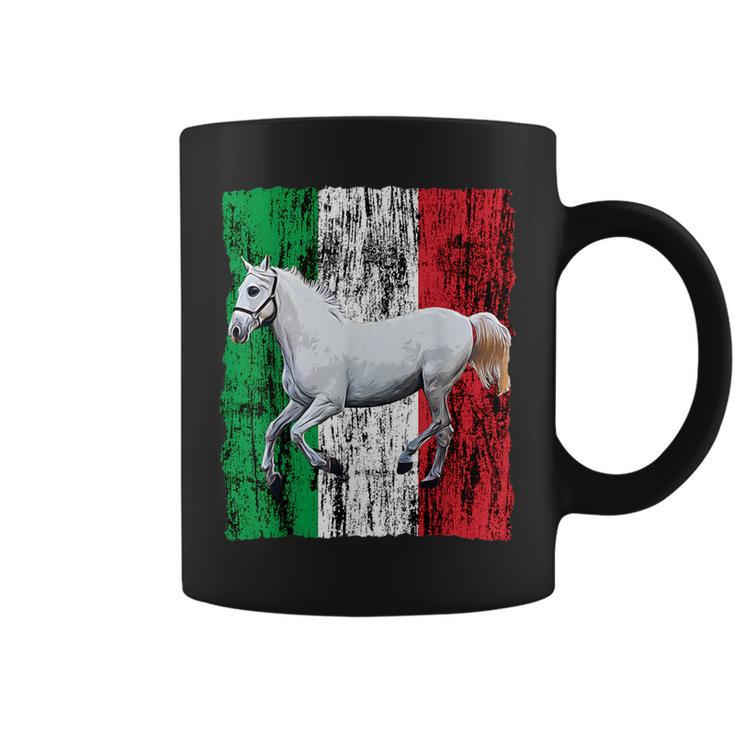 Patriotic Horse Italy Flag Distressed Italian White Horse Coffee Mug