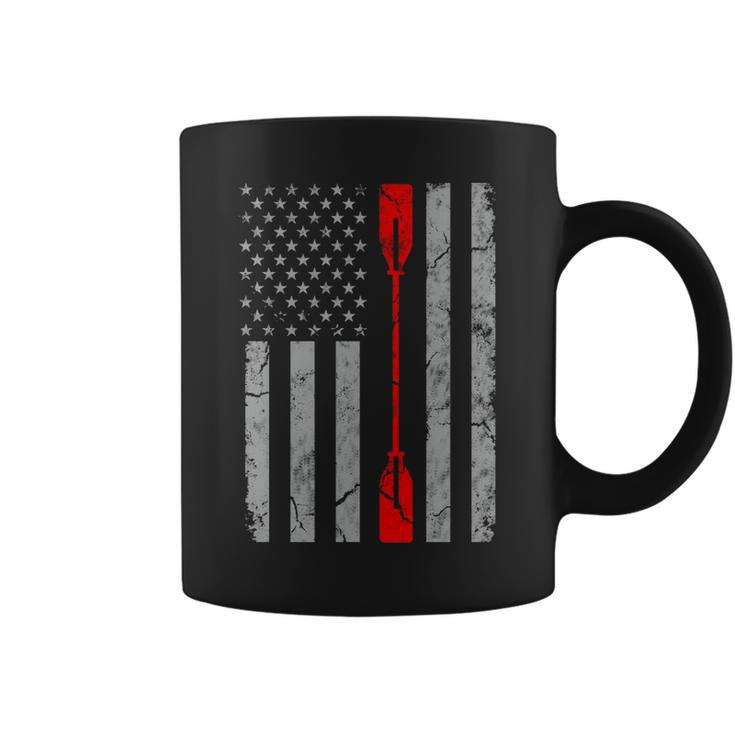 Patriotic Thin Red Line American Flag Kayak Kayaking Paddle Coffee Mug