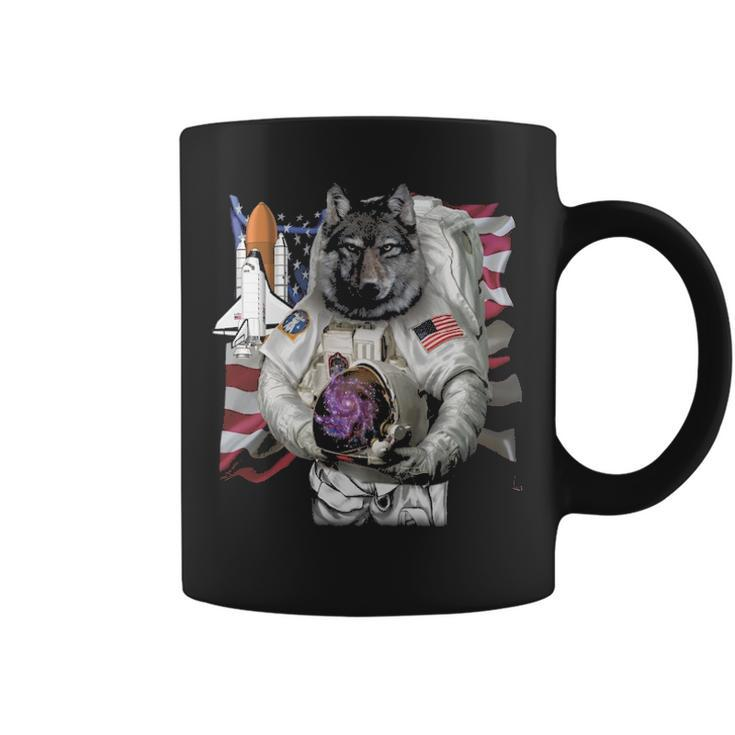 Patriotic Wolf As Usa America Astronaut Coffee Mug