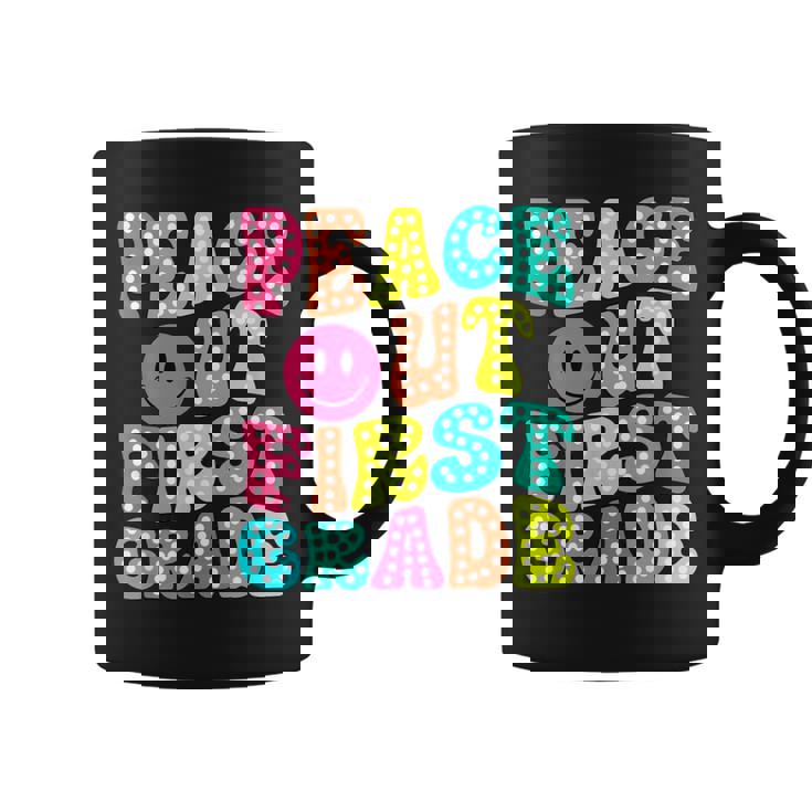 Peace Out First Grade Graduation Last Day Of School Groovy Coffee Mug