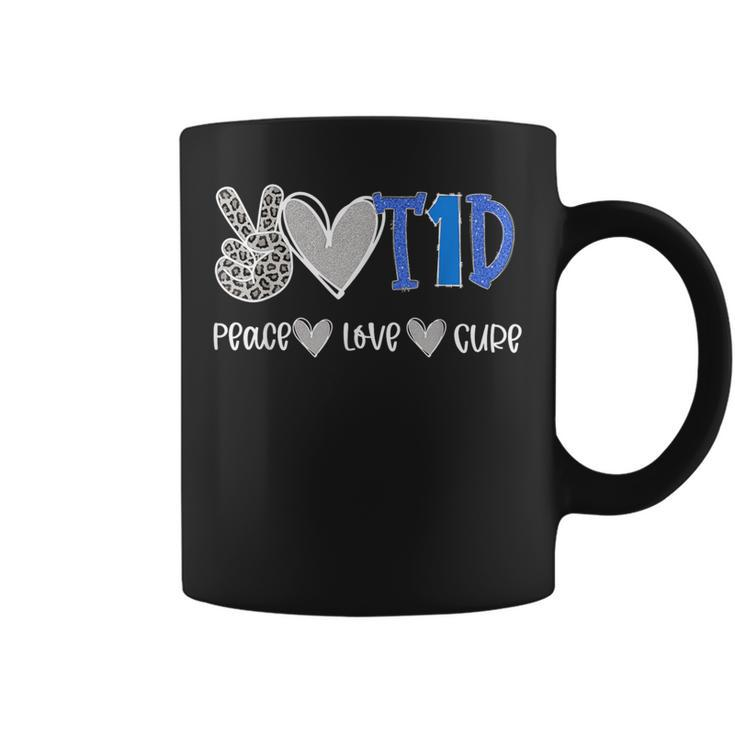 Peace Love Cure Type One Diabetes Awareness T1d Coffee Mug