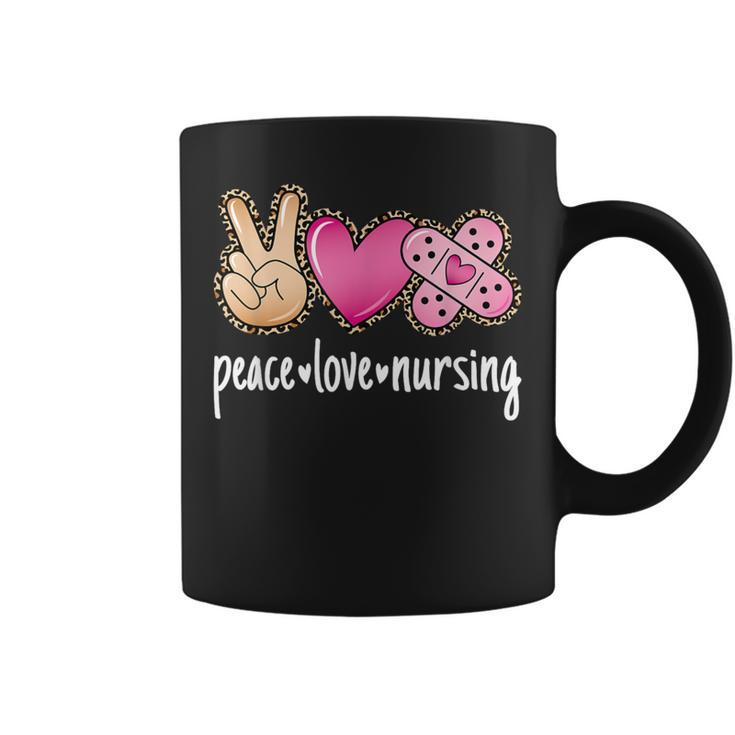 Peace Love Nursing Leopard Print Cute Nurse Coffee Mug