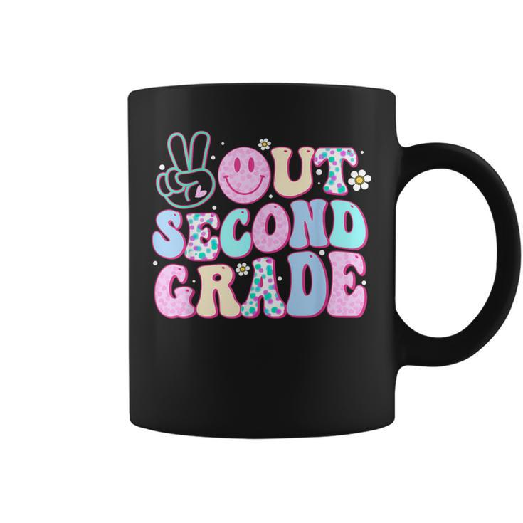 Peace Out Second Grade Last Day Of School Groovy Boys Girls Coffee Mug