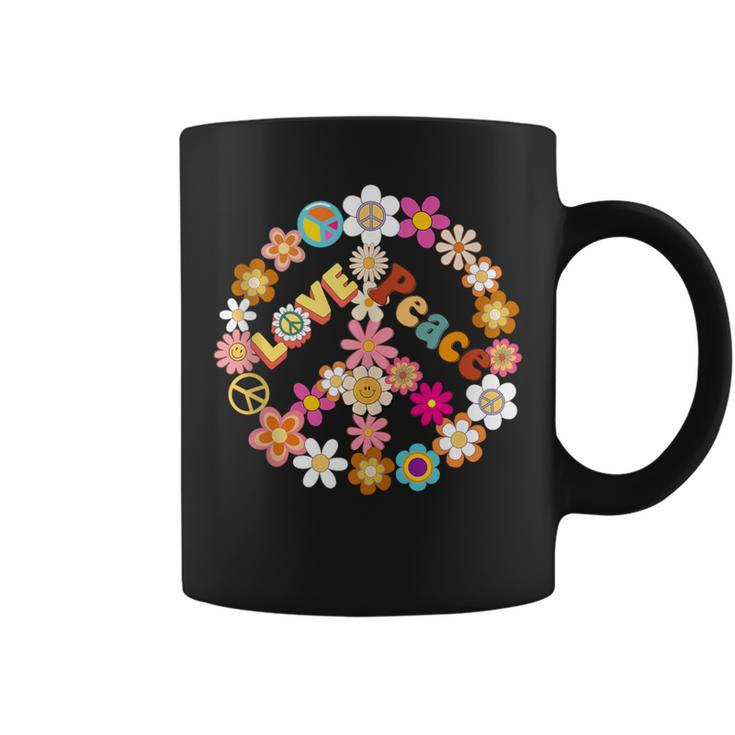 Peace Sign Love 60 S 70 S Hippie Outfits For Women Coffee Mug
