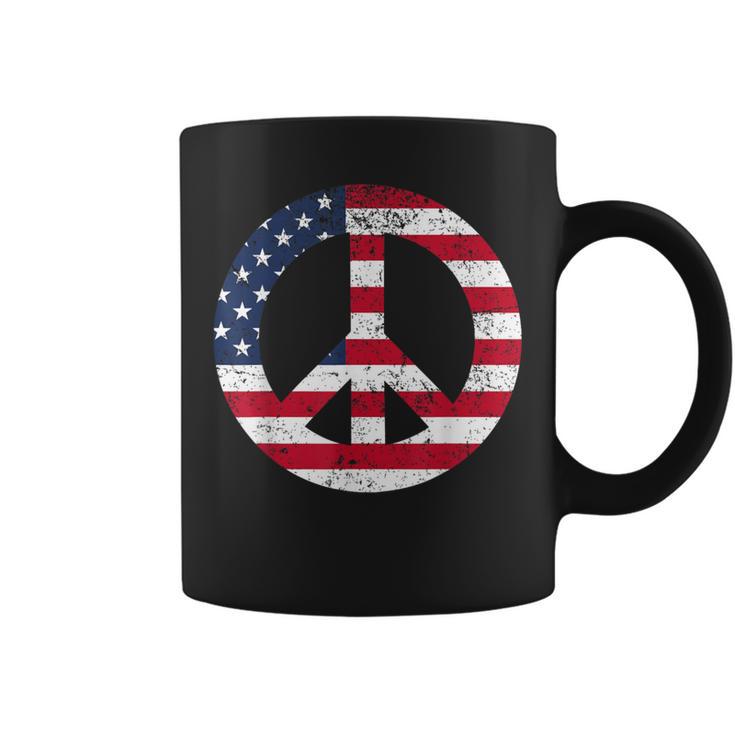 Peace Sign Patriotic Usa Flag Peace & Love Coffee Mug