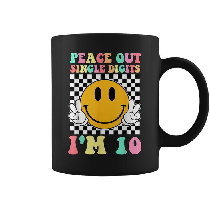 Peace Out Single Digits I'm 10 Smile Face Birthday Girls Coffee Mug