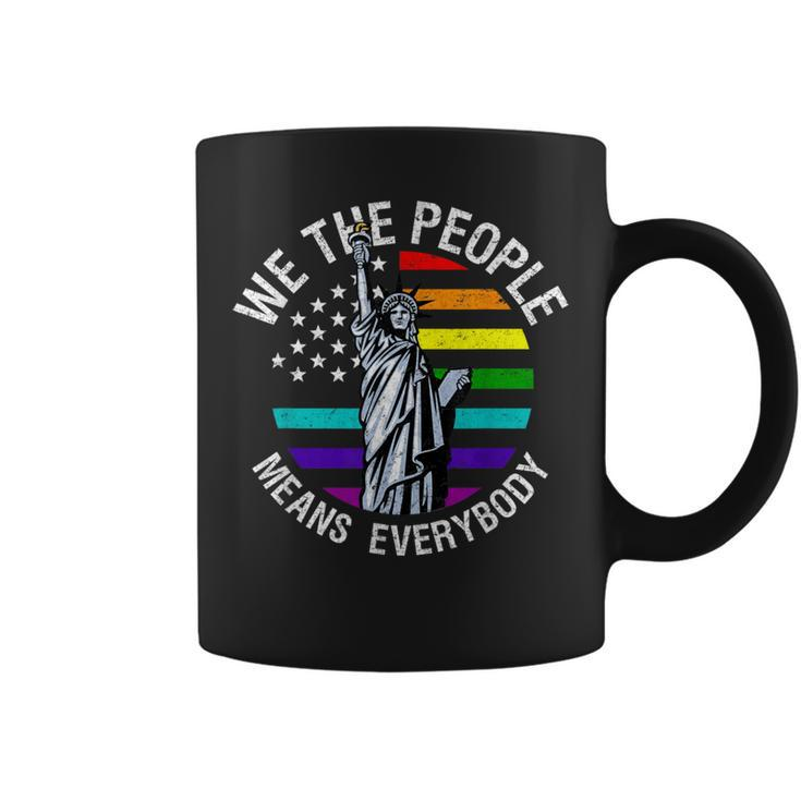 We The People Means Everyone Vintage Lgbt Gay Pride Flag Coffee Mug