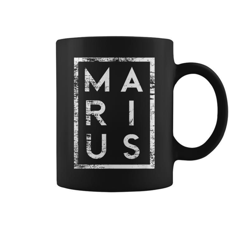 Personalisiertes Marius Vintage-Schwarz Tassen, Retro Namensdesign