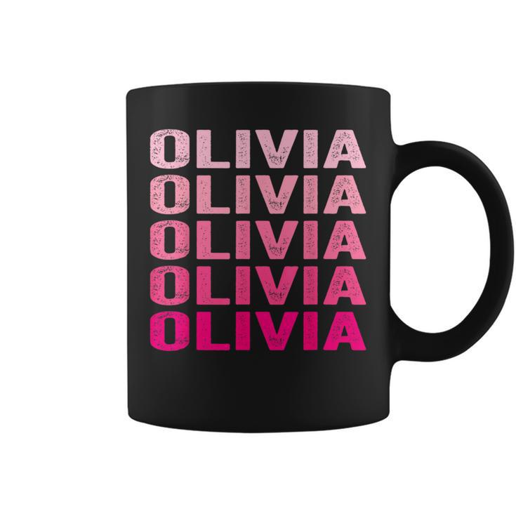 Personalized Name Olivia I Love Olivia Pink Vintage Coffee Mug
