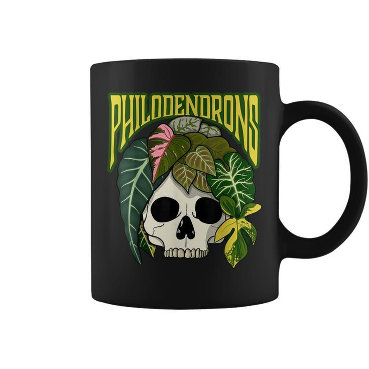 Philodendron House Plant Lover Skull Aroids Head Planter Coffee Mug