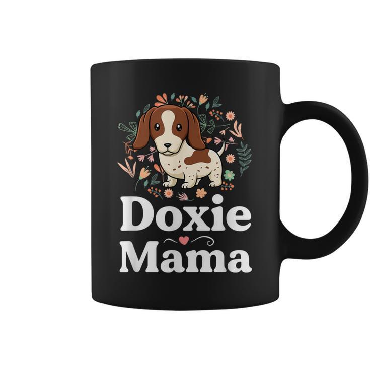 Piebald Dachshund Mom Doxie Mama Floral Dog Lover Coffee Mug