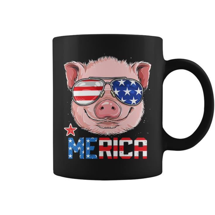 Pig 4Th Of July Merica American Flag Sunglasses Coffee Mug