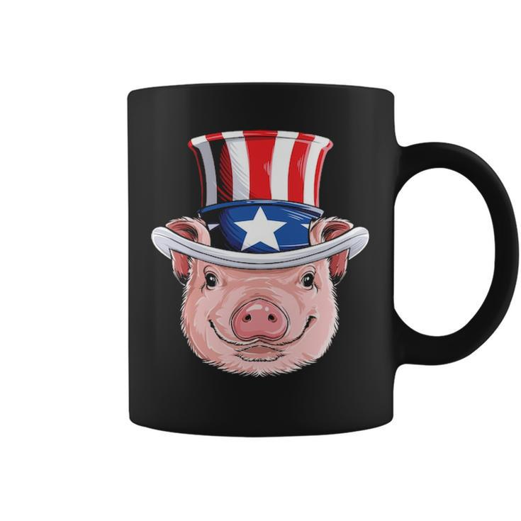 Pig 4Th Of July Uncle Sam American Flag Hat Coffee Mug