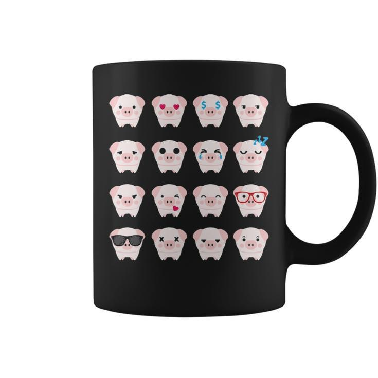 Many Pig Face Emotions Cute Pig Lover Coffee Mug