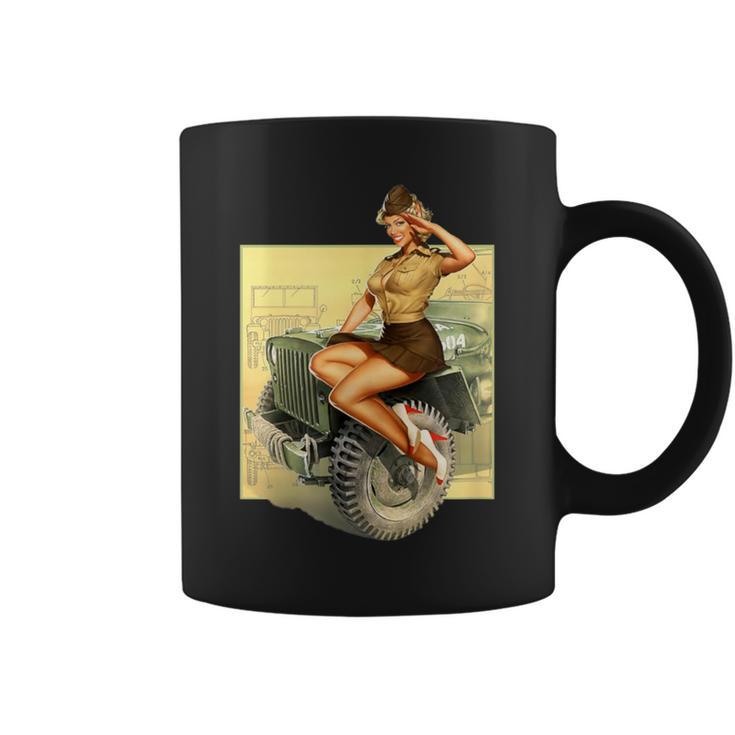 Pin-Up Girls Willys Mb Ww2 Poster Vintage Coffee Mug