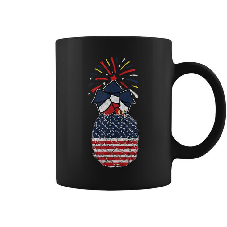 Pineapple American Flag 4Th Of July Cool Hawaiian Patriotic Coffee Mug