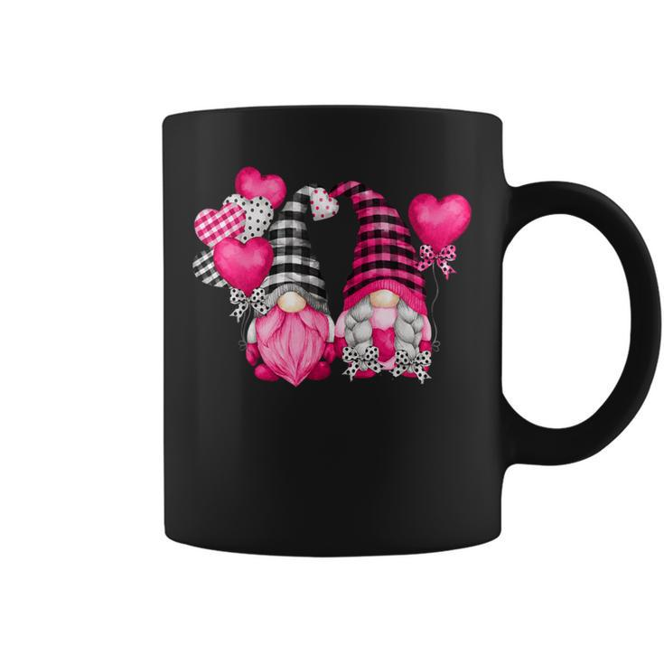 Pink Buffalo Plaid And Heart Balloons Valentine's Day Gnome Coffee Mug