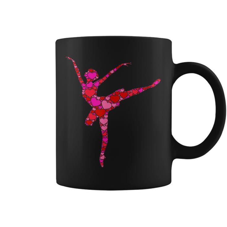 Pink Red Heart Valentines Day Girls Ballerina Coffee Mug