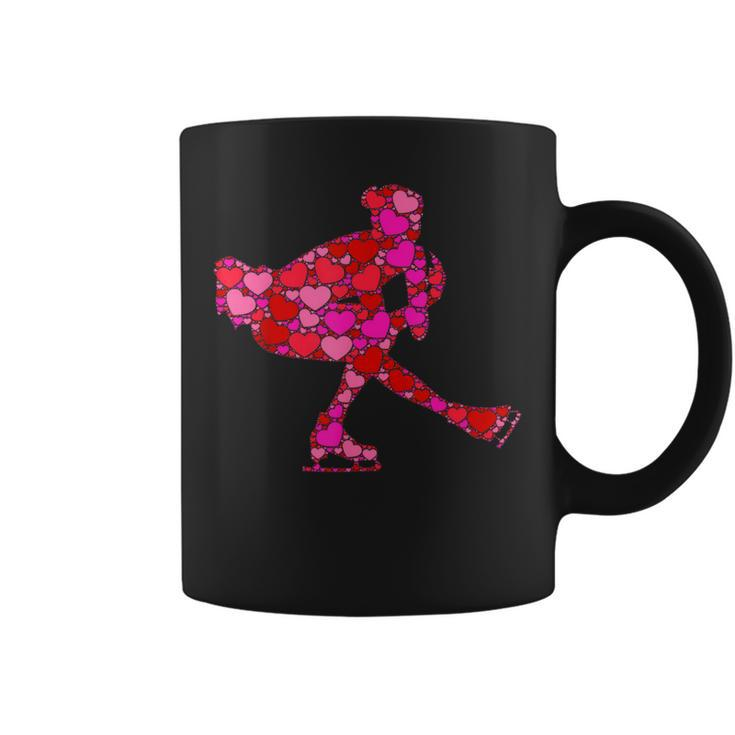 Pink Red Heart Valentines Day Girls Figure Skating Coffee Mug