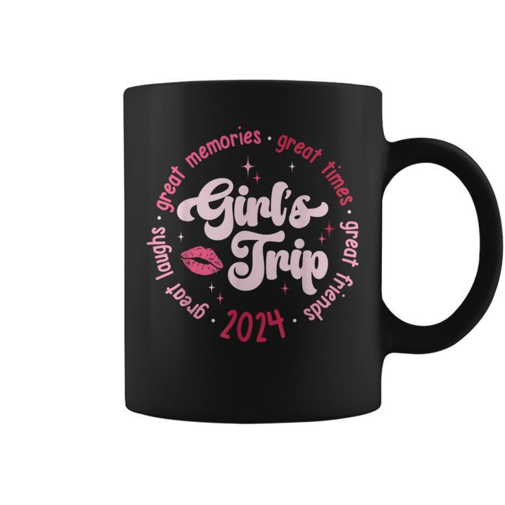 Pink Retro Girl's Trip Memories 2024 Besties Travel Together Coffee Mug