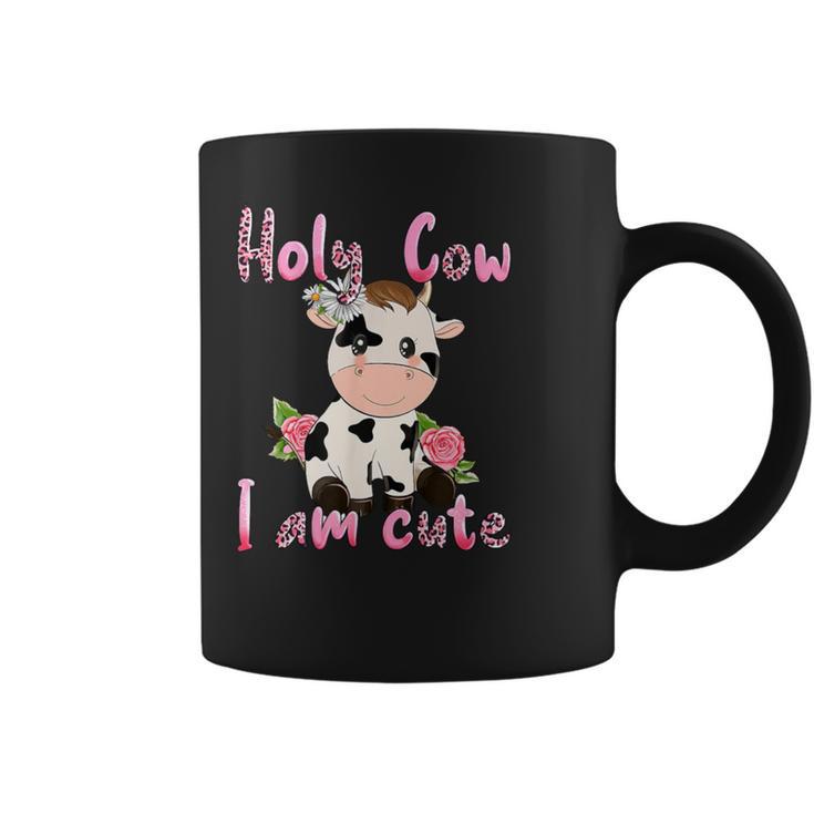 Pink Vintage Holy Cow I'm Cute Moo Cow Mama Leopard Floral Coffee Mug