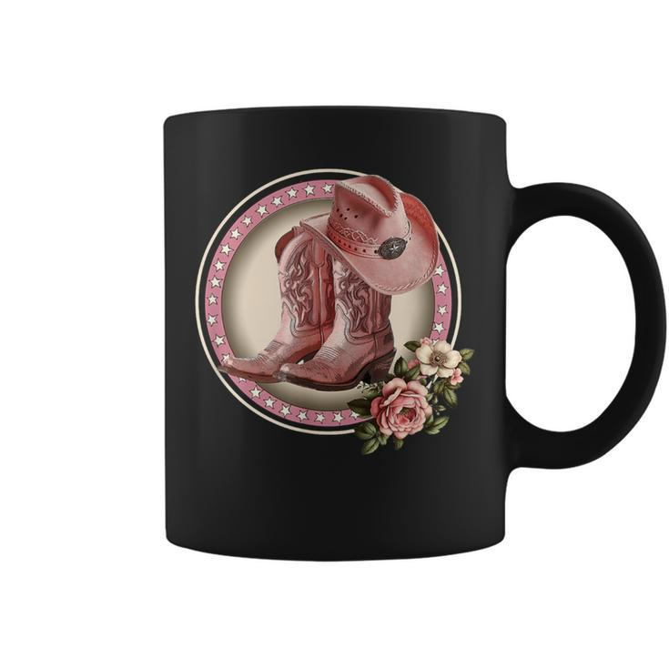Pinks & Boots Vintage Cowboy Boots Cowgirl Hat Western Coffee Mug