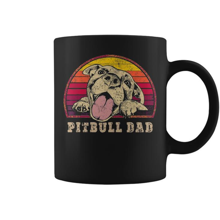 Pitbull Dad  Vintage Smiling Pitbull Sunset  Pbt Coffee Mug