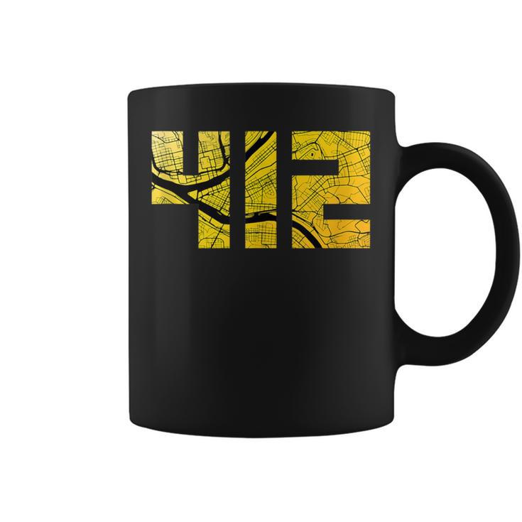 Pittsburgh 412 Black And Yellow City Street Map Coffee Mug