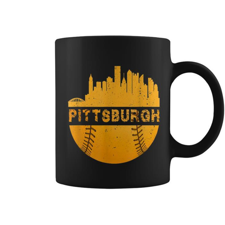 Pittsburgh Baseball Cityscape Distressed Novelty Pirate Coffee Mug