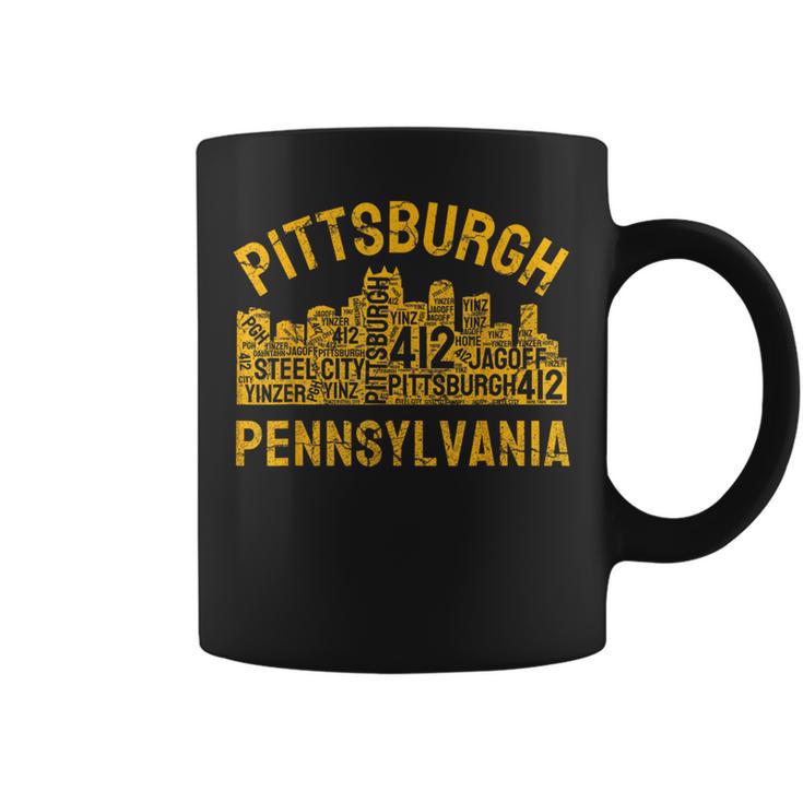 Pittsburgh Pennsylvania Sl City Skyline 412 Home Vintage Coffee Mug