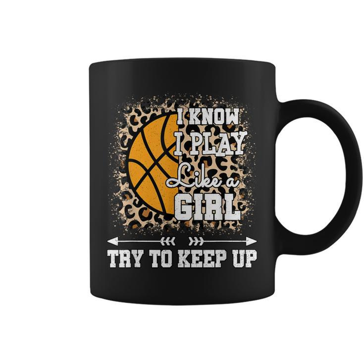 Play Like A Girl Leopard Print Girls Basketball Coffee Mug