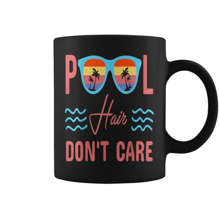 Pool Hair Don't Care Summer Swimmer Quote Coffee Mug