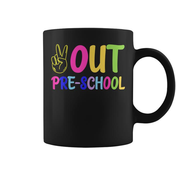 Out Pre-School Peace Sign Last Day Of School Tie Dye Coffee Mug