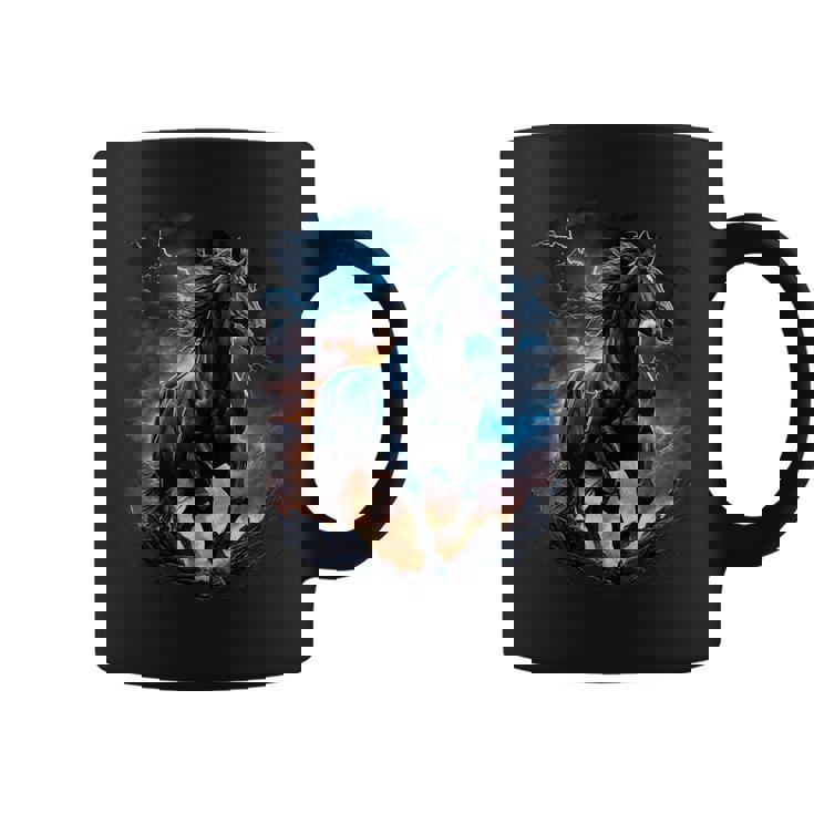 Precioso Caballo Con Cielo Relámpago Caballo Taza de café