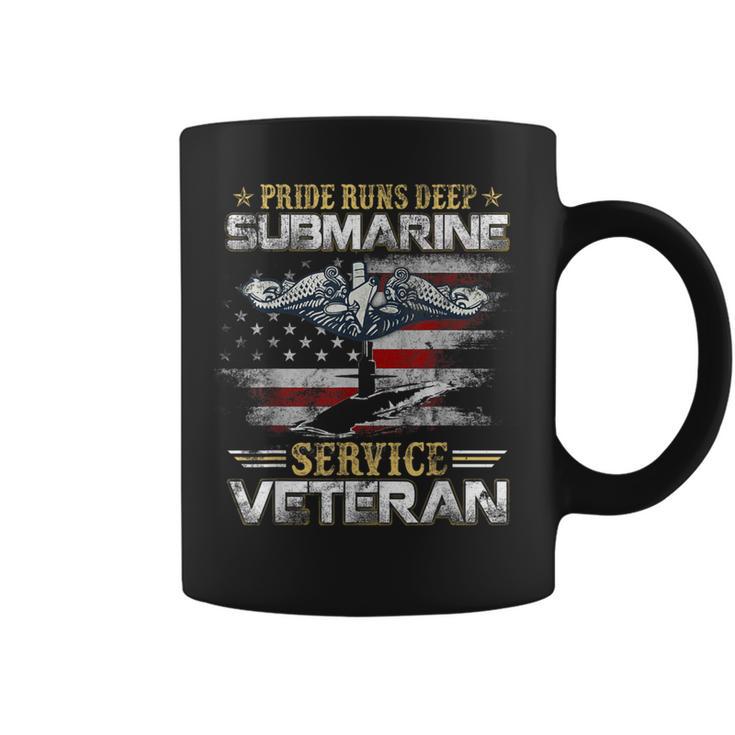 Pride Runs Deep Submarine Service Veteran Flag Patriotic Men Coffee Mug