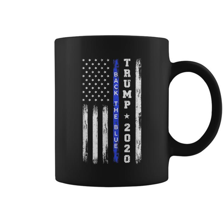 Pro Trump Back The Blue Thin Blue Line American Flag Police Coffee Mug