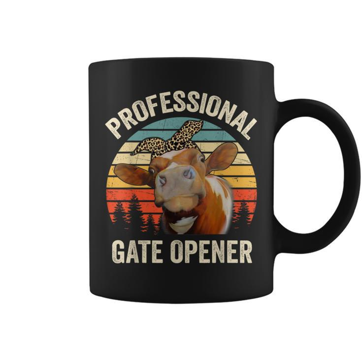 Professional Gate Opener Cow Lover Vintage Retro Heifer Coffee Mug