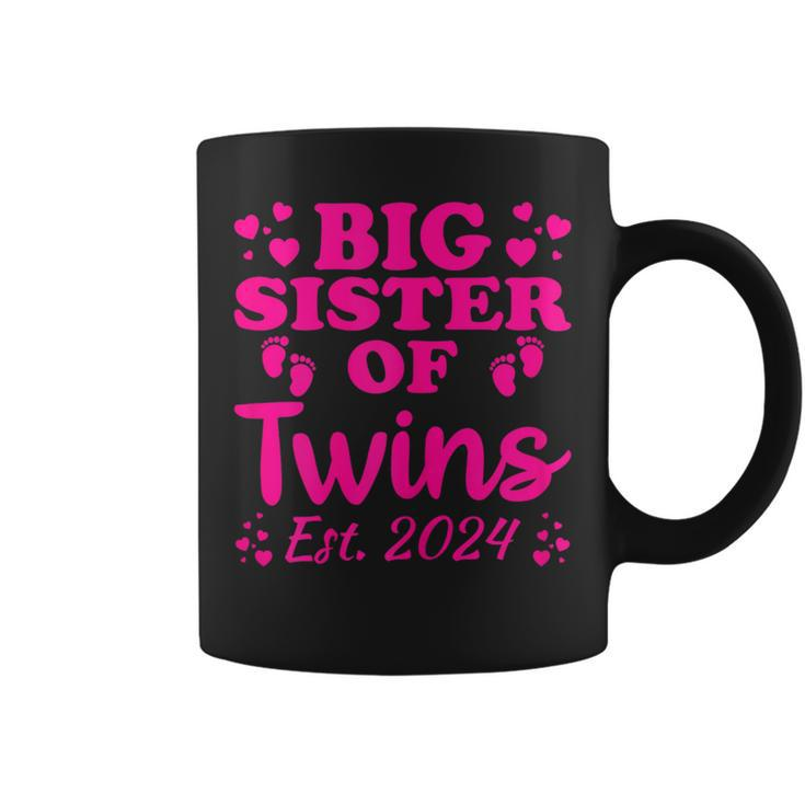 Promoted To Big Sister Of Twins Est 2024 Baby Announcement Coffee Mug