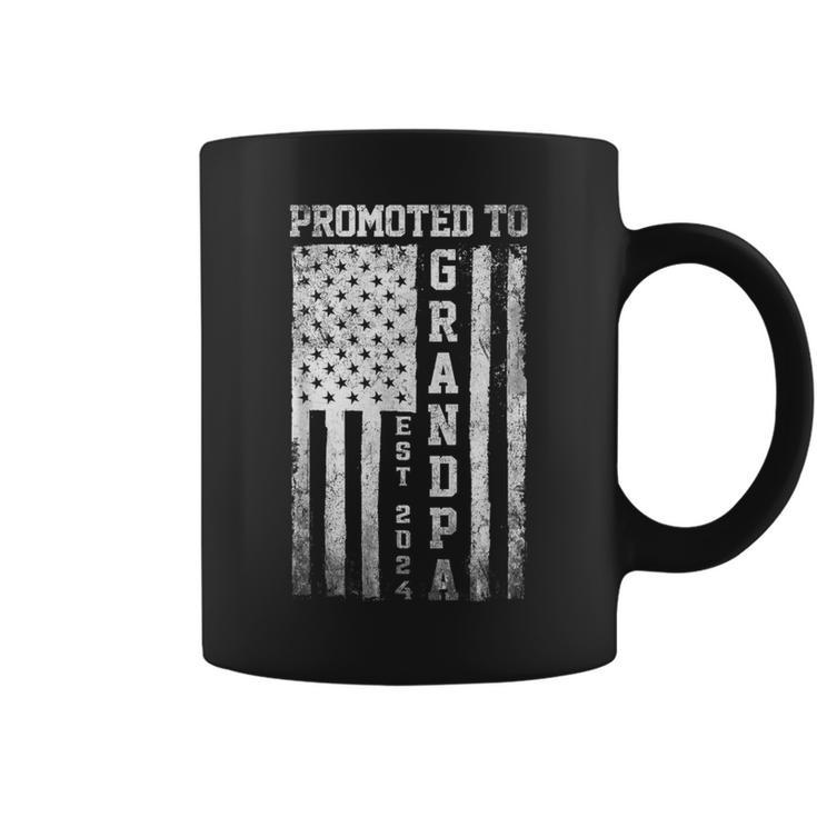 Promoted To Grandpa Est 2024 American Flag Coffee Mug
