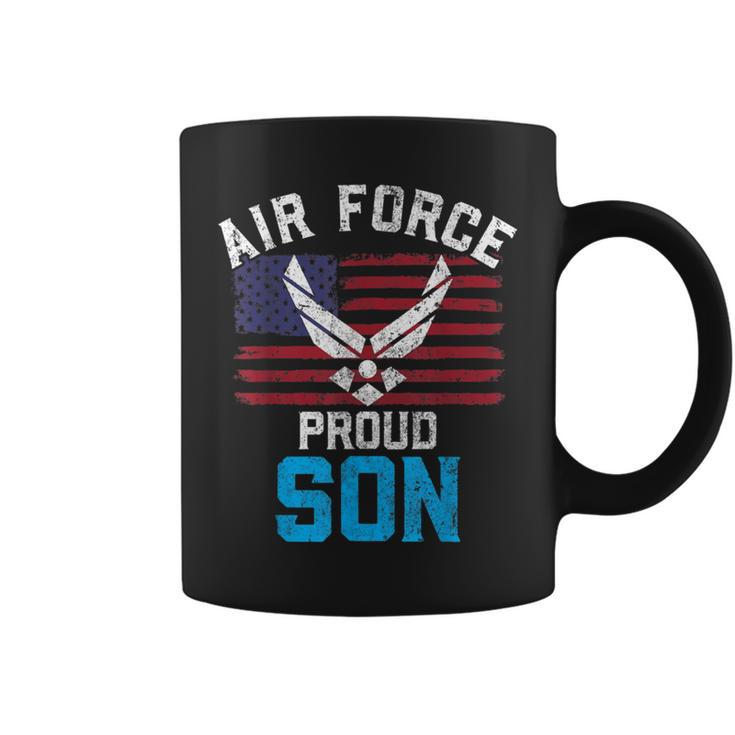 Proud Air Force Son American Flag Veteran Coffee Mug