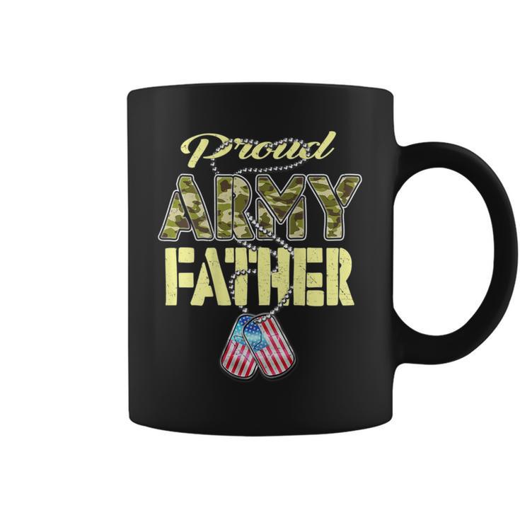 Proud Army Father Us Flag Camo Dog Tags Pride Military Dad Coffee Mug