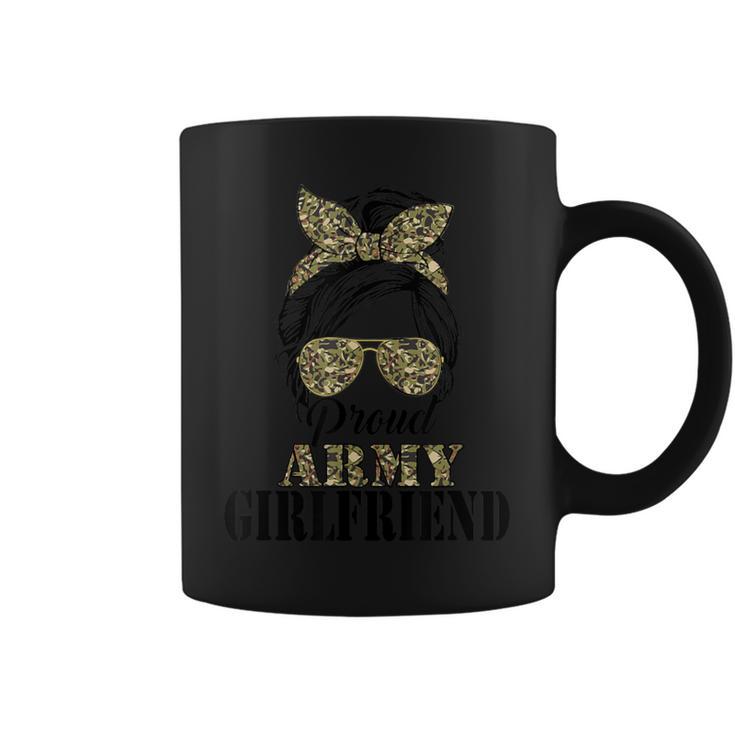 Proud Army Girlfriend Camouflage Messy Bun Soldier Mother's Coffee Mug