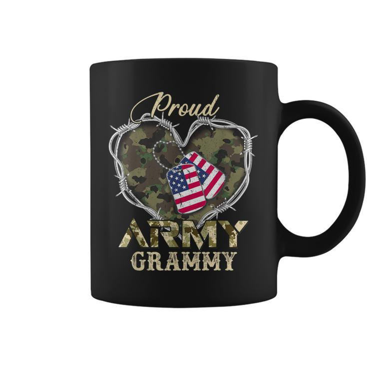 Proud Army Grammy With Heart American Flag For Veteran Coffee Mug