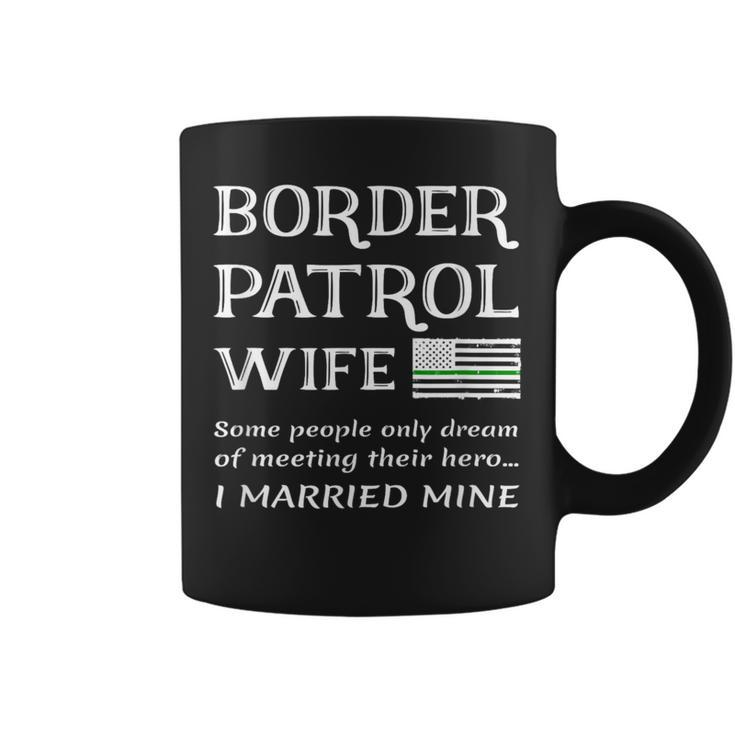 Proud Border Patrol Agent Wife Thin Green Line Us Flag Wives Coffee Mug